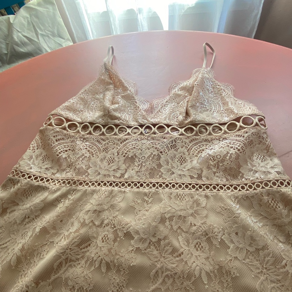 Victoria Secret size L slip dress light pink lace